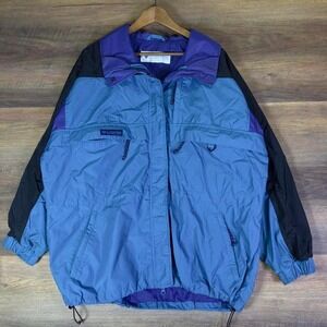 Columbia Vintage Colorblock Windbreaker Jacket Mens XL Blue Purple